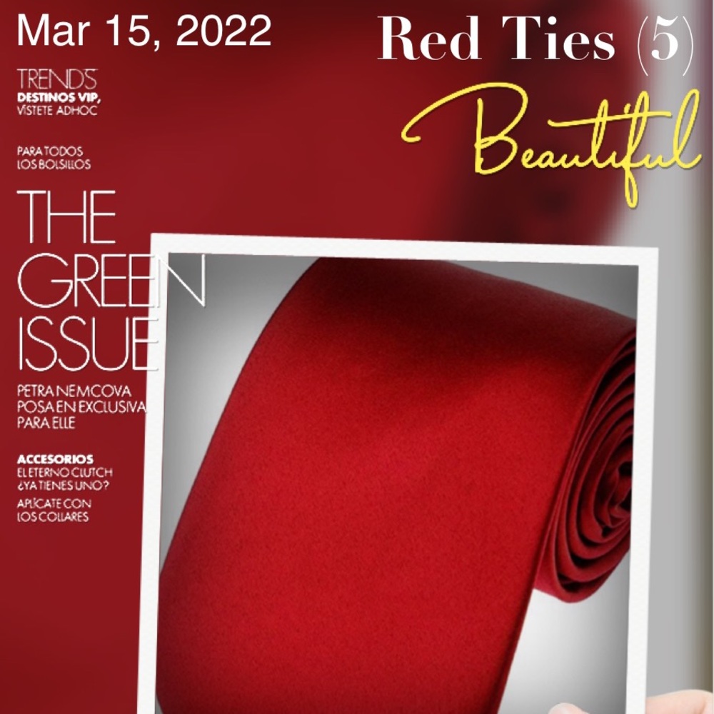 5 Solid Red Polyester Mens Tie(s) BUNDLE PRICE for All 5 Ties❗️